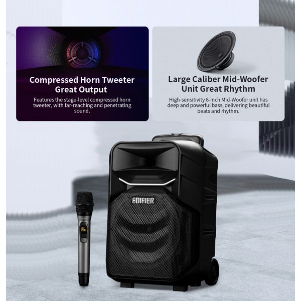 Karaoke Speaker Edifier A3-8s, Bluetooth, USB, Party Trolley Speaker, Black