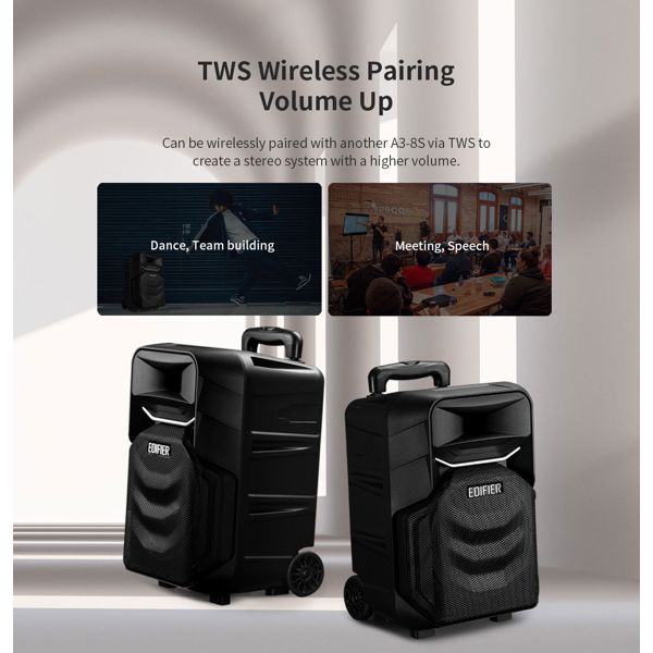 Karaoke Speaker Edifier A3-8s, Bluetooth, USB, Party Trolley Speaker, Black