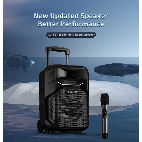 Karaoke Speaker Edifier A3-8s, Bluetooth, USB, Party Trolley Speaker, Black