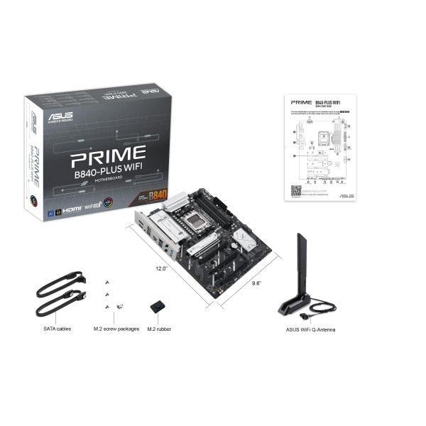 ASUS Motherboard PRIME B840-PLUS WIFI sAM5 B840 4xDDR5 M.2 HDMI DP WiFi BT ATX