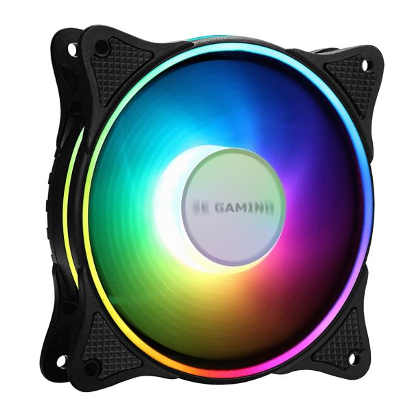 2E GAMING  Case fan (F120OI-ARGB), 120mm, 3+3pin 5V Aura, white blades, black frame,outer-inner LED