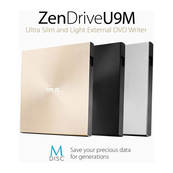 ASUS ZenDrive SDRW-08U9M-U DVD+-R/RW USB2.0 EXT Ret Ultra Slim GOLD