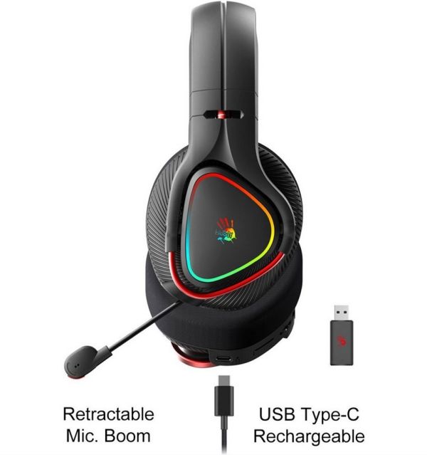 Headphones: A4tech Bloody MR710 RGB Dual Mode Wireless Gaming Headset Black