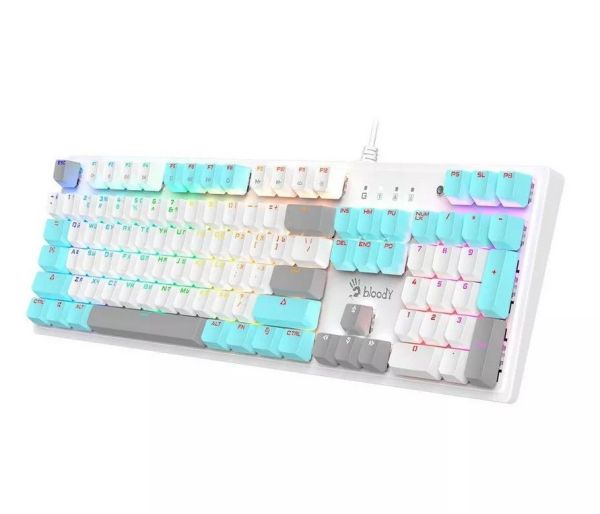 Keyboard: A4Tech Bloody S520N Mechanical BLMS Blue Switch RGB Gaming Keyboard Icy White