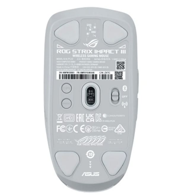 Mouse: Asus ROG Strix Impact III Wireless RGB Gaming Mouse White - 90MP03D0-BMUA10