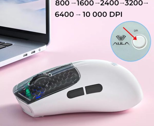 Mouse: AULA SC560 Lightweight Bluetooth Wireless Mouse Black/White