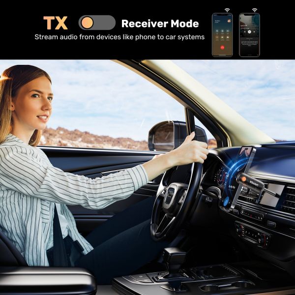 B1111A01, UNITEK, Bluetooth Adapter, 2-in-1 Bluetooth 5.3 Transmitter/Receiver, up to 10 m, latency 40ms, charge up to 10