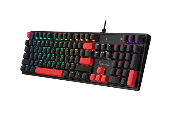 Keyboard: A4Tech Bloody S520N Mechanical Red Plus Switch RGB Gaming Keyboard Fire Black