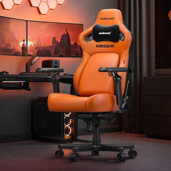 AndaSeat Chair Kaiser 4 V2, PVC leather, 6D-Armrests, orange