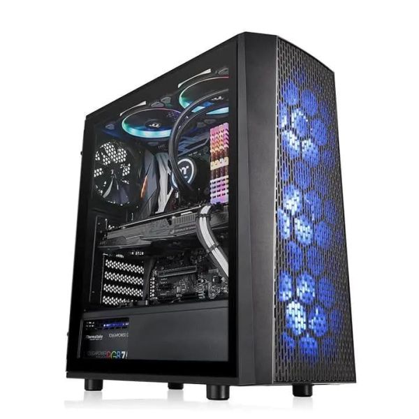 Versa J24 TG RGB, THERMALTAKE, CASE, Black, ATX, 4x120mm Fans, AIO 360mm, air 160mm, GPU 330mm, 2x3.5", USB 3.0x2, Audio+mic