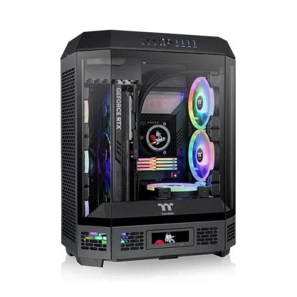 The Tower 600, THERMALTAKE, CASE, Black, ATX, 2x140mm Fans, AIO 420mm, air 210mm, GPU 400mm, 1x3.5", Type-C, USB 3.0x4, Audi