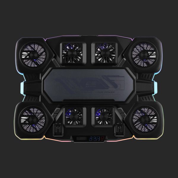 2E GAMING Laptop stand CPG-012, up to 17.3", 1xUSB-A, 1xUSB-C, LCD/semiconductor cooling pad, RGB, black