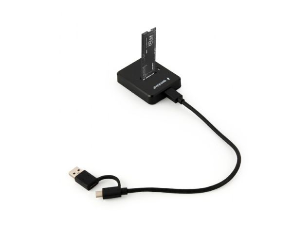 Hard drive docking station: Gembird DD-U3M2 Desktop USB Type-C M.2 SATA & NVME SSD drive docking station black