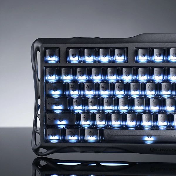 Keyboard GravaStar Mercury K1 80keys, GravaStar x Kailh Cheery Pink, EN, BT/WL/USB, Stealth Black