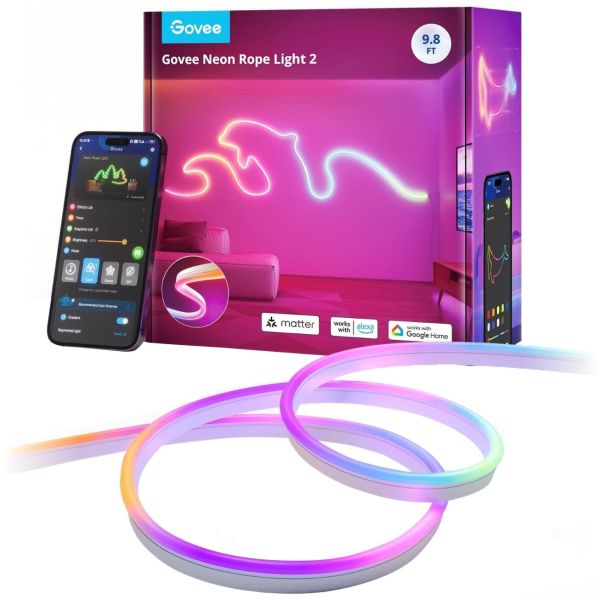 Govee 3M Neon Preinstalled Strip Light White support Matter(Homekit, Google, Alexa, Smarthings)