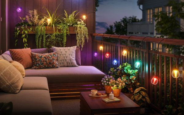 Govee H7025 Outdoor Clear Bulb String Lights, 15м, RGBIC/Warm White, WI-FI/Bluetooth, чорний