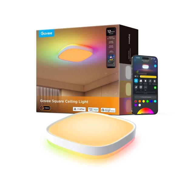 Govee H60A4 30cm Smart Square Ceiling Light, RGBWW + RGBIC, WI-FI/Bluetooth, білий