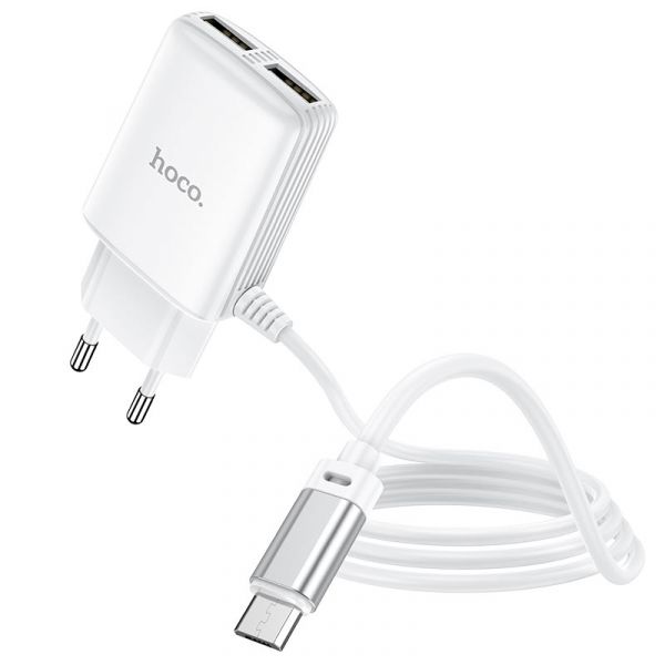 Wall charger “C82A Real power” EU dual port with built-in wire