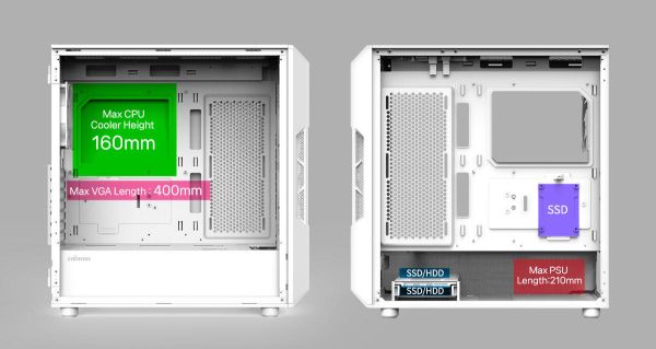 Zalman PC case I3 Neo V2 without PSU, _xUSB3.0, _xUSB2.0, 1x Type C, 4x120mm RGB, VGA 355mm, LCS ready, TG Side Panel, ATX, white