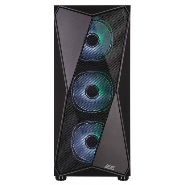 2E GAMING PC case Aruba G3313B, without PSU, 1xUSB3.0, 2xUSB2.0, 5x120mm ARGB, VGA 300mm, LCS ready, HUB, TG Side Panel, ATX, black
