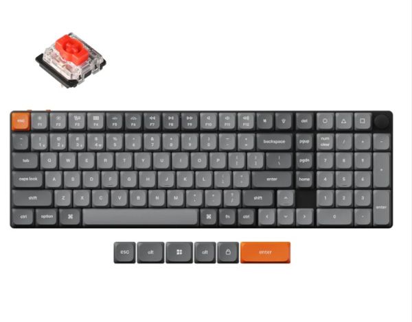 Mechanical keyboard Keychron K17 Max 84 keys, Gateron Red, WL/BT/USB-A, RGB, black