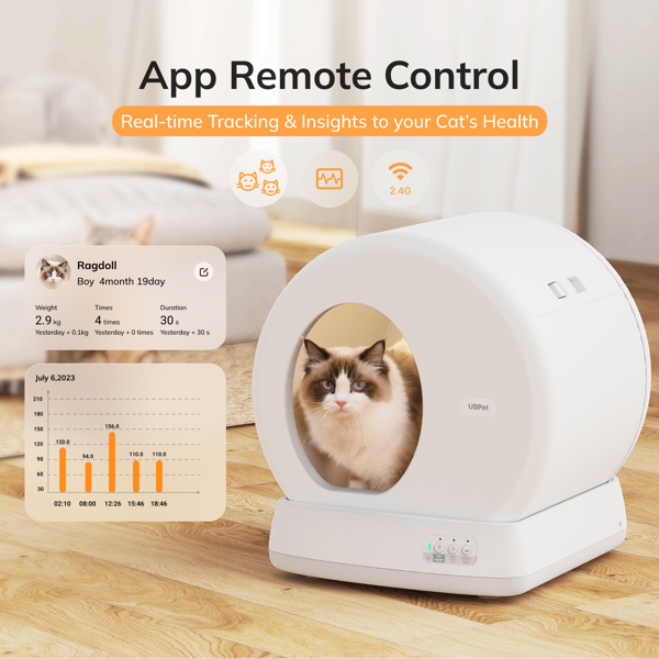 Smart Cat Litter Box UBTech UCAT C10 PRO, Smart Cat Litter Box, White
