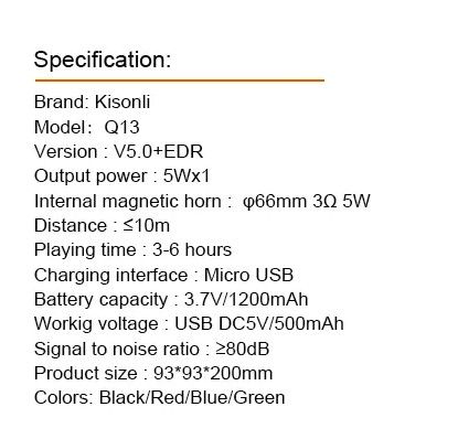 Kisonli Q13 Bluetooth Speaker System
