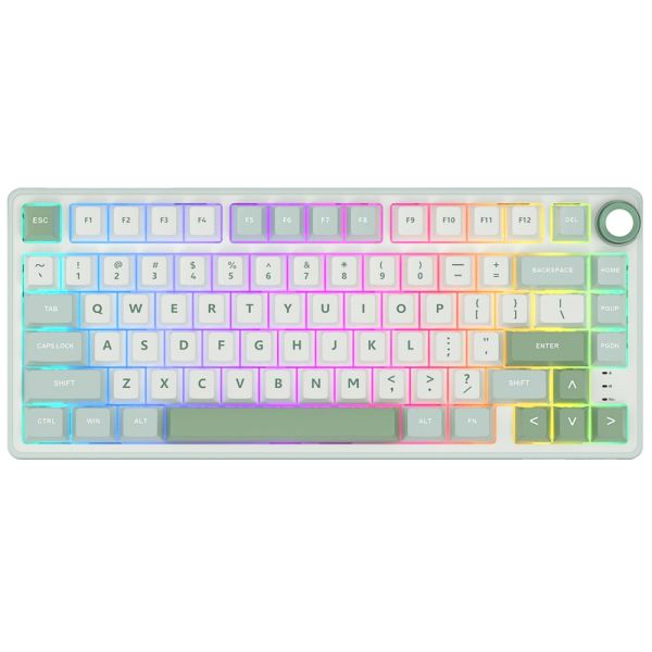 Royal Kludge RK R75 RGB Mechanical Keyboard, K silver switch, Hot Swappable, Type-C wired, Sky Cyan