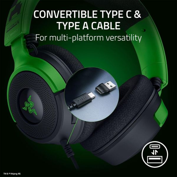 Razer Headset Kraken V4 X, 7.1, USB-A, 1.8m, RGB, Minecraft Ed.