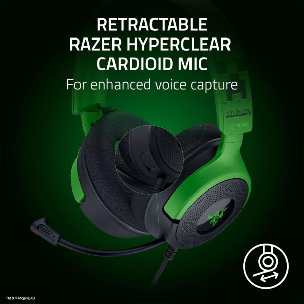 Razer Headset Kraken V4 X, 7.1, USB-A, 1.8m, RGB, Minecraft Ed.