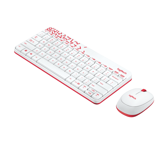 MK240, LOGITECH, Keyboard, Nano Wireless Combo, WHITE/VIVID RED.