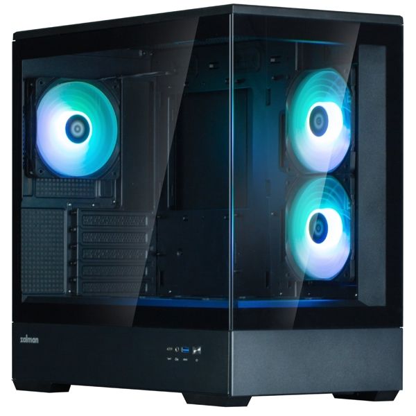 Zalman Computer case P30 Black V2, without PSU, 1xUSB3.0, 1хUSB Type-C, 3x120mm ARGB, TG Front/Side Panel, mATX, Black