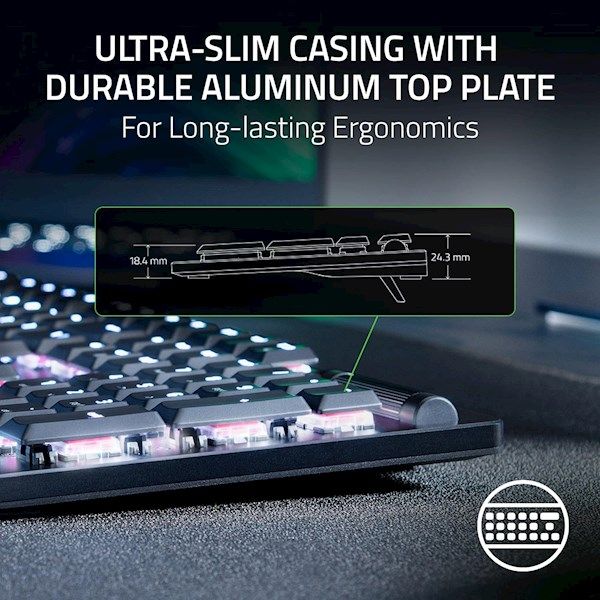 RZ03-04500100-R3M1, Razer Keyboard DeathStalker V2 RGB 104key Red Switch USB EN, black