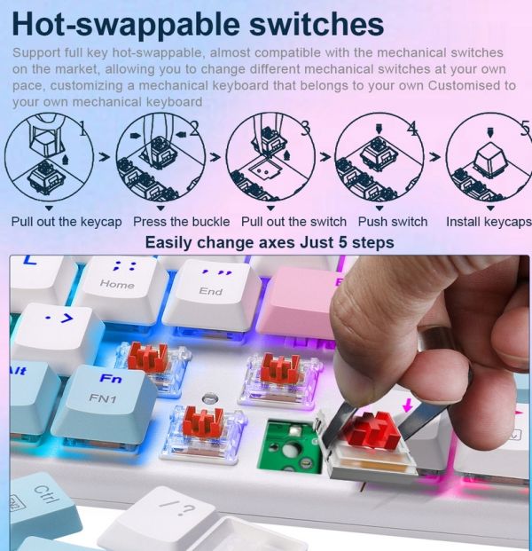 Redragon K609 RGB USB Mini Slim Ultra-Thin Wired Mechanical