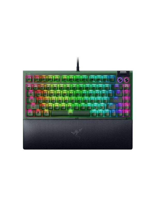 Razer Keyboard BlackWidow V4 75%, 83key, Mechanical Tactile Switch GEN-3, USB-A, EN, RGB, Phantom Green Ed.