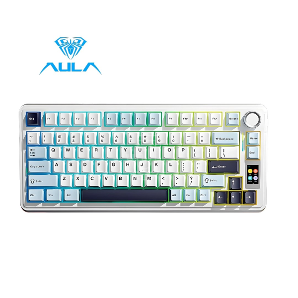 Keyboard: AULA S75 PRO RGB Mechanical Keyboard White case Light Blue/White/Black-Purple (Seiya Switch)