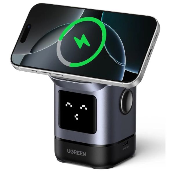 UGREEN Uno W709 (45775) Qi2, 15W, 2-in-1 Magnetic Wireless Charger, Black/Grey