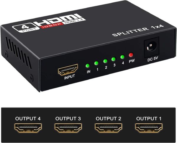 HDMI Splitter 1 in 4 Out, 1×4 HDMI switch