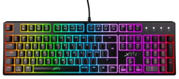Keyboard mechanical Xtrfy K4  104Key, Kailh Red, USB-A, EN/RU, RGB, Чорний