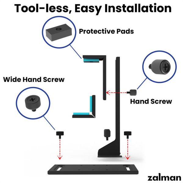 Zalman VGA support VS2, horizontal-vertical arrangement, black